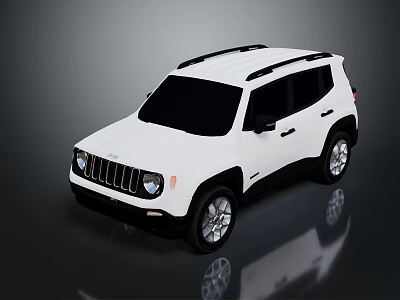White SUV with Roof Rack Black Windows and Silver Wheels Design 3d model