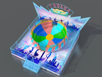 Colorful Amusement Equipment With Rotating Platform FADAGA Sign And Enclosed Design For Parks 3d model