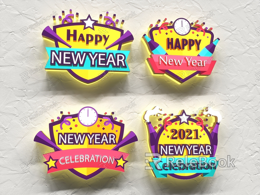 Modern New Year Icon model