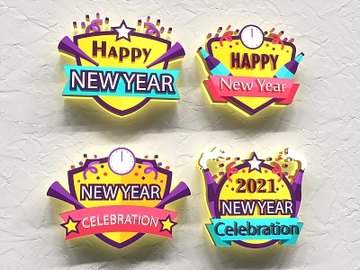 Modern New Year Icon 3d model