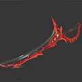 Red Fantasy Sword With Sharp Blade Demonic Inspired Design And Ornate Decorative Details