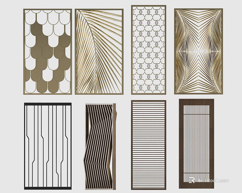 Decorative Room Partitions With Various Geometric Patterns And Modern Interior Designs 3d model 