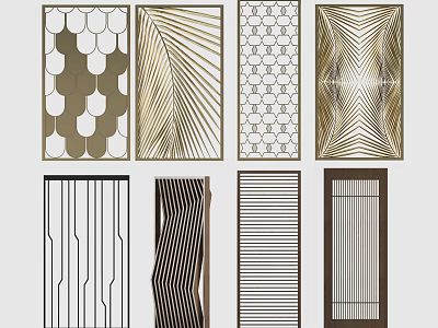 Decorative Room Partitions With Various Geometric Patterns And Modern Interior Designs 3d model