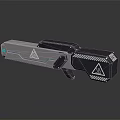 Futuristic Modern Weapon Design With Metallic Body Green Accents And Geometric Patterns