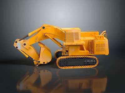 Detailed Yellow Construction Crawler Excavator Model With Large Bucket And Track Design 3d model