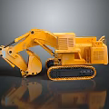 Detailed Yellow Construction Crawler Excavator Model With Large Bucket And Track Design