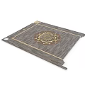 Gray Square Floor Design With Central Golden Circular Pattern And Surrounding Border Lines