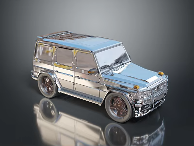 Shiny Metallic Silver SUV Vehicle Featuring Glossy Body And Large Alloy Wheels 3d model