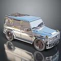 Shiny Metallic Silver SUV Vehicle Featuring Glossy Body And Large Alloy Wheels