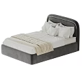 Modern Double Bed With Upholstered Headboard White Pillows And Colorful Decorative Balls