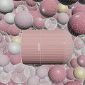 Pink Bluetooth Speaker With Modern Design Surrounded By Colorful Decorative Balls