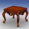 Tech Exhibition Hall Displaying Vintage Wooden Armchair With Blue Cushion And Carved Back