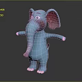 Blue Cartoon Elephant Character With Pink Ears And Open Arms