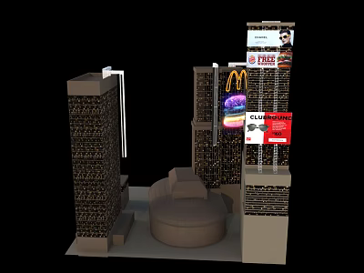 Future Architecture Modern Design With Tall Buildings Digital Billboards And Circular Seating 3d model