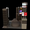 Future Architecture Modern Design With Tall Buildings Digital Billboards And Circular Seating