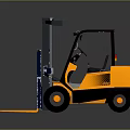 Orange Industrial Forklift With Driver Cabin Front Forks And Black Frame