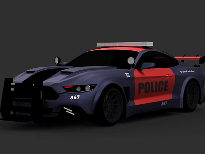 Sleek Dark Blue Police Car With Sporty Design And Roof Emergency Lights 3d model