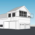 Modern Detached House Exterior With Gable Roof Balcony Windows And Garage