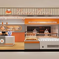 Bright Sweet Buns Mall Bakery Shop With Display Cases And Baked Goods