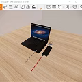 Modern Digital Workspace With Charging Smartphone Power Bank And Laptop On Wooden Desk