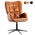 Brown Leather Office Chair With High Back Tufted Design Curved Armrests Black Five Star Base