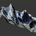 Snowy Mountain Landscape with Blue Rocky Peaks White Snow and Winding Path