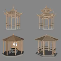 Chinese Traditional Wooden Pavilion Models With Different Roof Designs And Structures