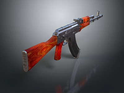 Vintage Rifle With Red Wooden Stock Grip And Shiny Metal Components Design 3d model