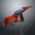 Vintage Rifle With Red Wooden Stock Grip And Shiny Metal Components Design