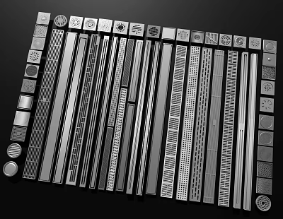 Various Hardware Tools Featuring Metal Strips With Different Designs And Patterns 3d model