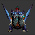 Red Haired Rider Riding Blue Purple Dragon With Spiked Wings And Horns