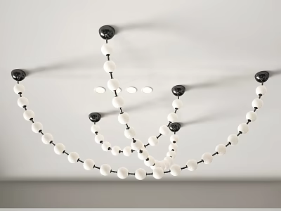 Modern Chandelier With White Beads And Black Connectors For Ceiling Decoration 3d model