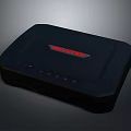 Black NETGEAR Router With Red Logo And Indicator Lights Design 3d model