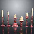 Red Decorative Candle Holders With Various Designs Spiral Base And Classic Styles For Home Decor