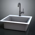 Modern Kitchen Sink Square Single Bowl With Matte Black Faucet Minimalist Design
