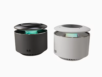 Modern Wireless Speakers in Black and White with Sleek Design and LED Light Feature 3d model