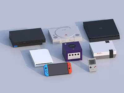 Entertainment Electronics Collection of Various Game Consoles Including Retro and Modern Models 3d model