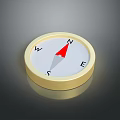 Golden Framed Compass With Red Needle And Directional Letters On Black Background