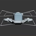 3D Model of Modern White and Light Blue Aircraft with Geometric Structure and Propellers
