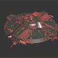 Detailed Sci Fi Spaceship Model Featuring Green Camouflage Circular Structure And Mechanical Components 3d model