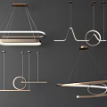 Modern Pendant Lights With Various Geometric Shapes And Curved Metal Frames For Home Decor