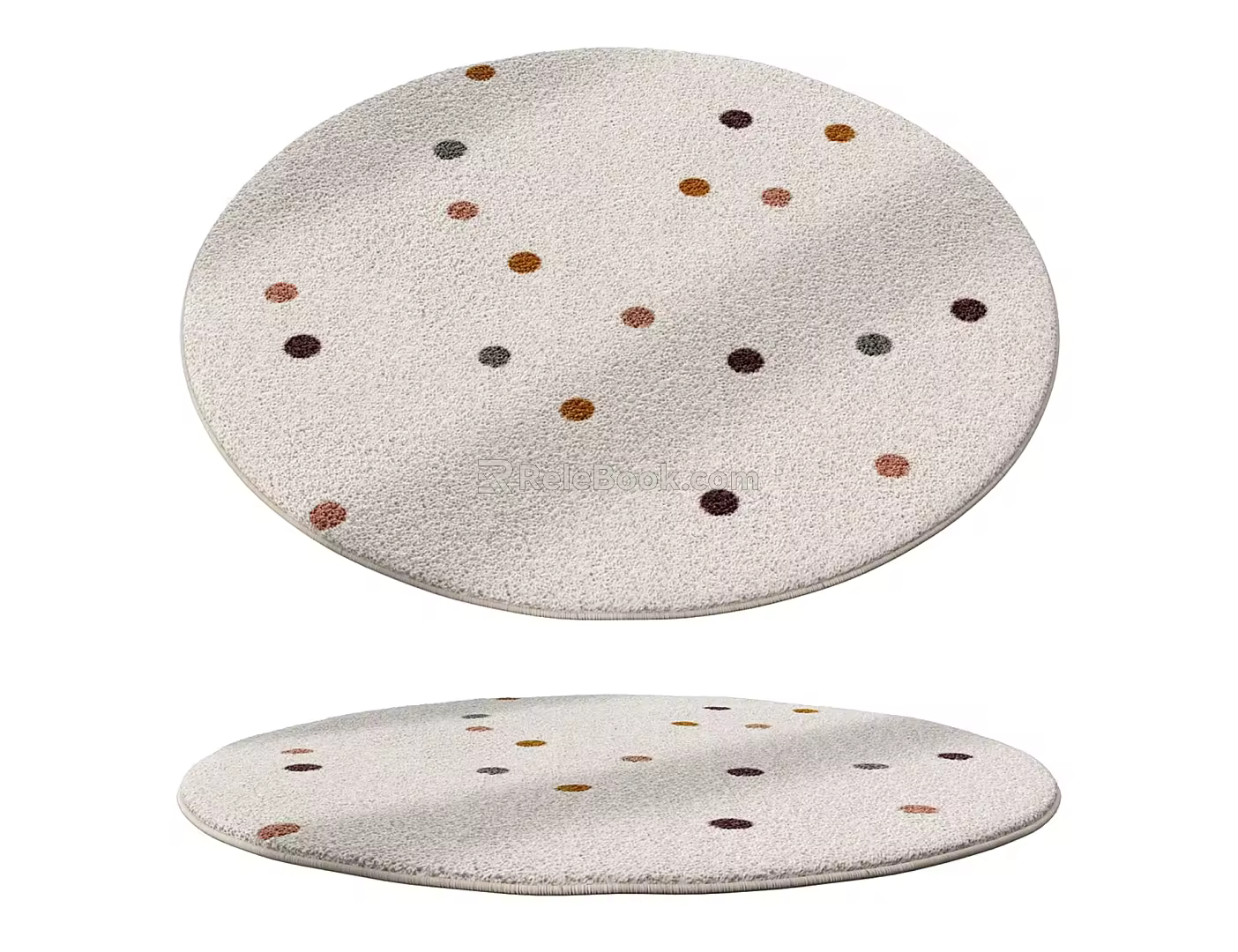 Cream Round Carpet 3d model