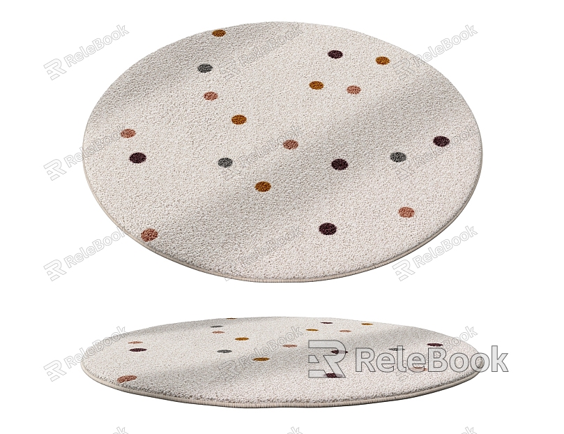 Cream Round Carpet model