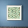 Botanical Plant Painting With Repeating Leaf Patterns In White Frame On Blue Wall 3d model