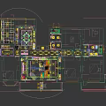 Spacious Living and Dining Room Interior With Red Sofa Coffee Table Large Windows and Bookshelf