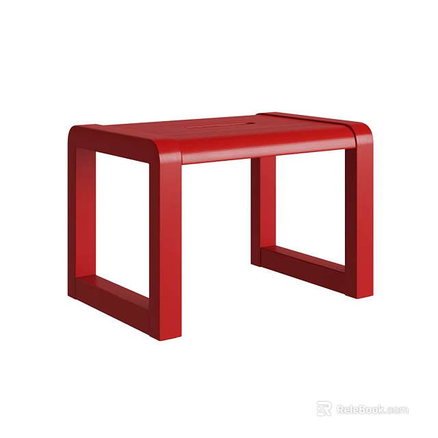 Red Modern Minimalist Stool With Geometric Frame And Rectangular Legs For Home Decor 3d model