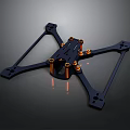 Aerospace Drone Frame With Black Structure And Orange Components For Space Exploration
