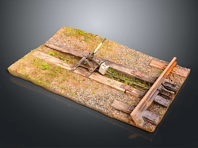 Modern Railroad Model Scene With Rustic Tracks Wooden Ties Gravel And Grass 3d model