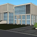 Modern Government Office Building With Glass Curtain Wall And Front Exterior Design