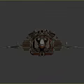 Futuristic Cosmic Spacecraft With Metallic Thruster Wings Red Gray Accents And Yellow Engine